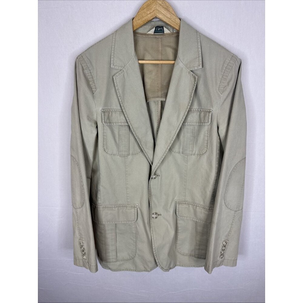L.L.Bean Cotton Field Jacket Blazer Men’s 40R Khaki Utility Safari